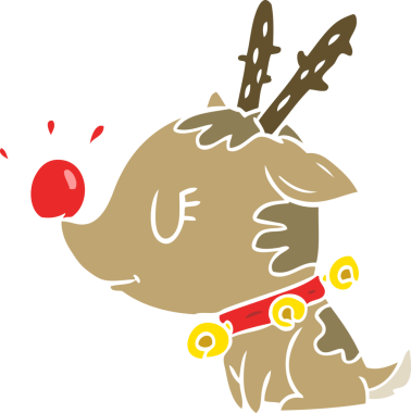 Bir insan tarafından çizilmiş düz renk çizgi film Noel Ren geyiği