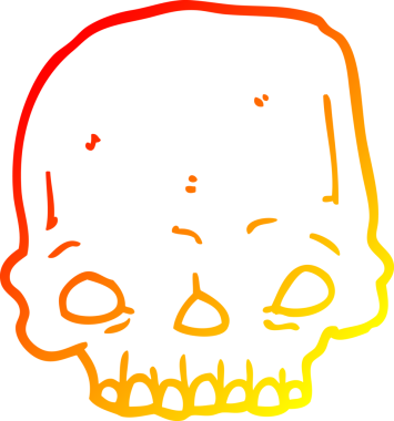 Bir insan tarafından çizilmiş, karikatür şeklindeki ürkütücü kafatası.