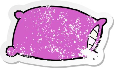 Bir insan tarafından çizilmiş karikatür yastığının gerilemiş yapıştırması.