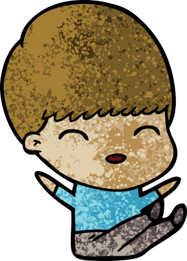 Bir insan tarafından çizilmiş mutlu çizgi film çocuğu.