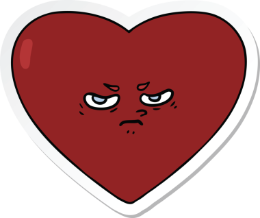 Bir insan tarafından çizilmiş karikatür kalp çıkartması.