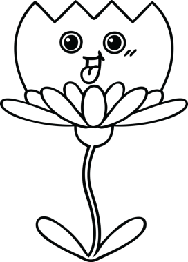 Bir insan tarafından çizilmiş bir çiçeğin çizgi çizimi