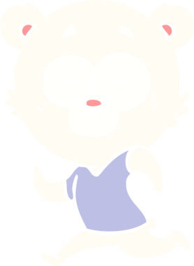 Bir insan tarafından çizilmiş kutup ayısı düz renkli çizgi film.