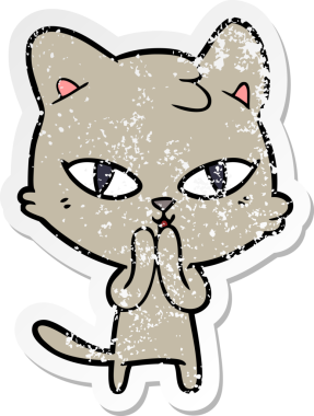 Bir insan tarafından çizilmiş karikatür bir kedinin sıkıntılı çıkartması.