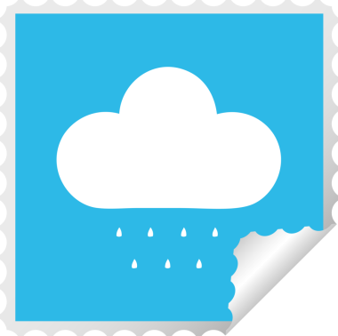 Bir insan tarafından çizilmiş bir yağmur bulutunun kare soyulmuş çıkartması.