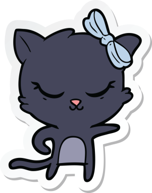 Bir insan tarafından çizilmiş şirin bir çizgi film kedisinin çıkartması.