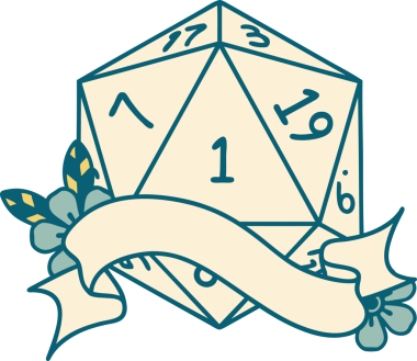 Retro Dövme Biçimi Doğal Bir d20 zar bir insan tarafından çizildi