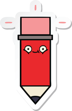 Bir insan tarafından çizilmiş şirin bir karikatür kalemi çıkartması.