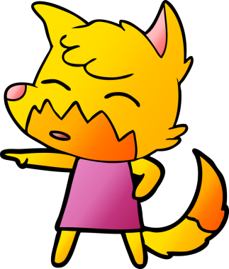 Bir insan tarafından çizilmiş tilki çizgi film karakteri