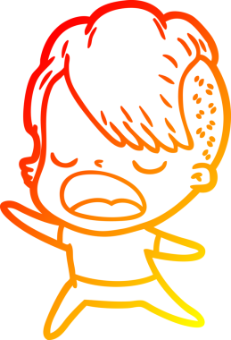 Bir insan tarafından çizilmiş havalı bir hippi kızın sıcak çizgi çizimi.