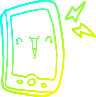 Bir insan tarafından çizilmiş bir cep telefonunun soğuk gradyan çizimi.