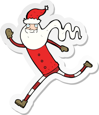 Noel Baba 'nın bir insan tarafından çizildiği bir çizgi film çıkartması.