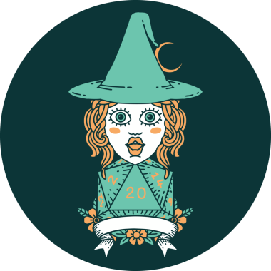 Bir insan tarafından çizilmiş 20 zarlı insan cadısının simgesi.