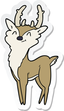 Bir insan tarafından çizilmiş mutlu bir geyiğin çıkartması.