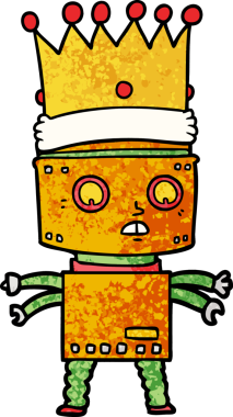 Bir insan tarafından çizilmiş robot kral.