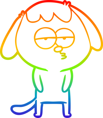 gökkuşağı gradyan çizgi çizimi bir insan tarafından çizilmiş yorgun bir köpek