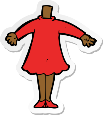 Bir insan tarafından çizilmiş karikatür kadın vücudunun çıkartması.