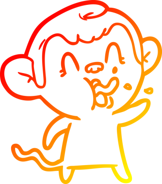 İnsan tarafından çizilmiş çılgın bir çizgi maymunun sıcak çizgi çizimi