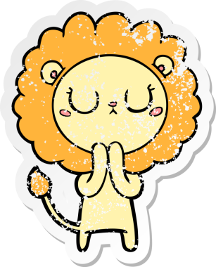 Bir insan tarafından çizilmiş karikatür aslanının sıkıntılı çıkartması.