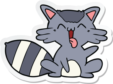 Bir insan tarafından çizilmiş şirin bir rakunun çıkartması.