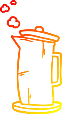 Bir insan tarafından çizilmiş eski tarz bir çaydanlığın sıcak gradyan çizimi