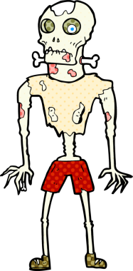 Bir insan tarafından çizilmiş bir zombi çizgi filmi.