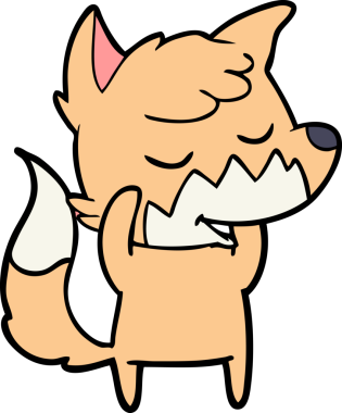 Bir insan tarafından çizilmiş dost canlısı çizgi film tilkisi