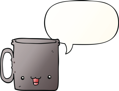 bir insan tarafından çizilmiş düzgün eğimli konuşma baloncuklu çizgi film kupası