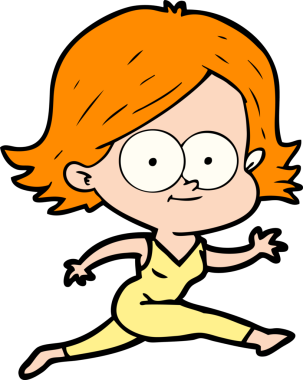 Bir insan tarafından çizilmiş mutlu çizgi film kızı.