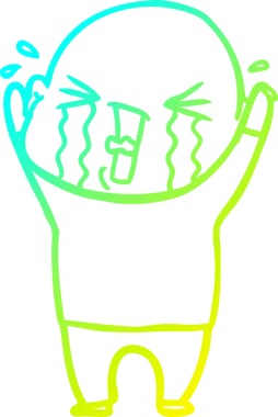 Bir insan tarafından çizilmiş, ağlayan kel bir adamın çizdiği soğuk çizgi.