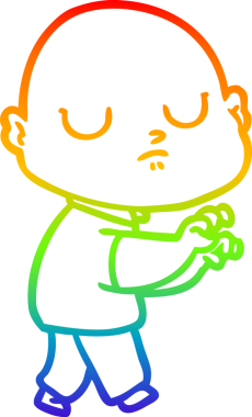 Gökkuşağı gradyan çizgisi bir insan tarafından çizilmiş kel bir adamın çizimi