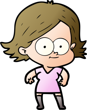 Bir insan tarafından çizilmiş mutlu çizgi film kızı.