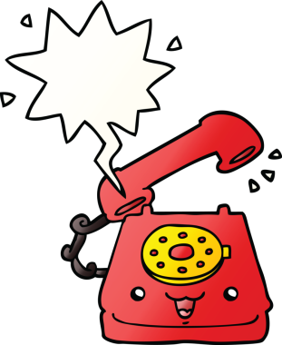 Bir insan tarafından çizilmiş yumuşak eğimli konuşma baloncuklu sevimli çizgi film telefonu