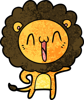 Bir insan tarafından çizilmiş mutlu çizgi film aslanı.