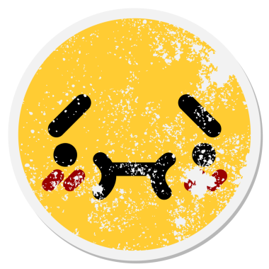 bir insan tarafından çizilmiş utangaç yüz dairesel etiketi