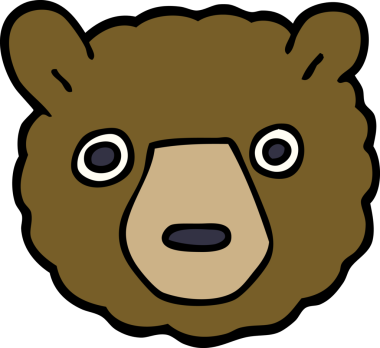 Bir insan tarafından çizilmiş karikatür ayı yüzü.