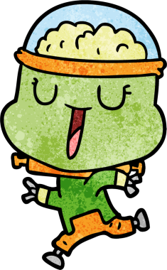 Bir insan tarafından çizilmiş mutlu çizgi film robotu