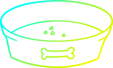 Bir insan tarafından çizilmiş boş bir köpek maması kasesinin soğuk çizgi çizimi