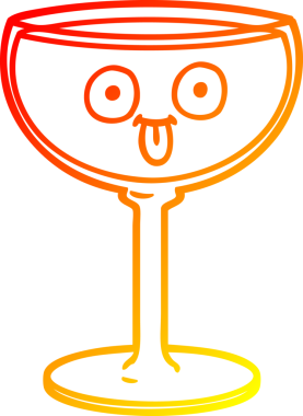 Bir insan tarafından çizilmiş bir bardak şarabın sıcak gradyan çizgisi