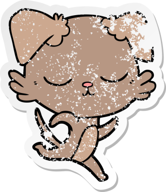 Bir insan tarafından çizilmiş şirin bir çizgi köpeğin sıkıntılı çıkartması.