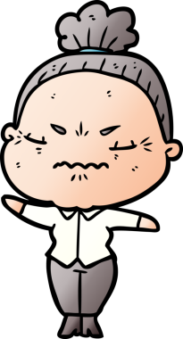 Çizgi film bir insan tarafından çizilmiş yaşlı bir kadın tarafından rahatsız edildi.