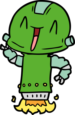 Bir insan tarafından çizilmiş çizgi film robotu