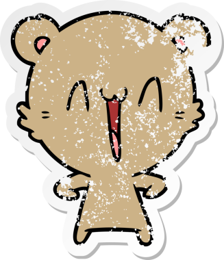 Bir insan tarafından çizilmiş mutlu ayı karikatürünün sıkıntılı çıkartması.