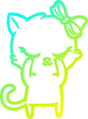 Bir insan tarafından çizilmiş bir çizgi film kedisinin soğuk gradyan çizimi