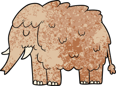 Bir insan tarafından çizilmiş mamut çizgi filmi.