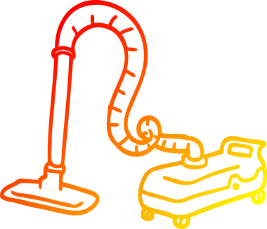 Bir insan tarafından çizilmiş karikatür vakum süpürgesinin sıcak çizgi çizimi