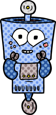 Bir insan tarafından çizilmiş mutlu çizgi film robotu