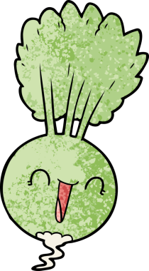 Bir insan tarafından çizilmiş karikatür kökü sebzesi
