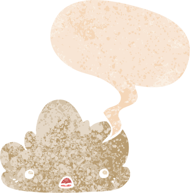 Bir insan tarafından çizilmiş grunge sıkıntılı retro biçiminde konuşma baloncuğu ile sevimli çizgi film bulutu