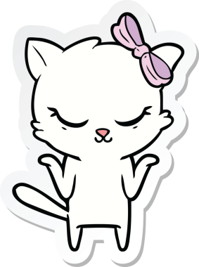 Bir insan tarafından çizilmiş şirin bir çizgi film kedisinin çıkartması.